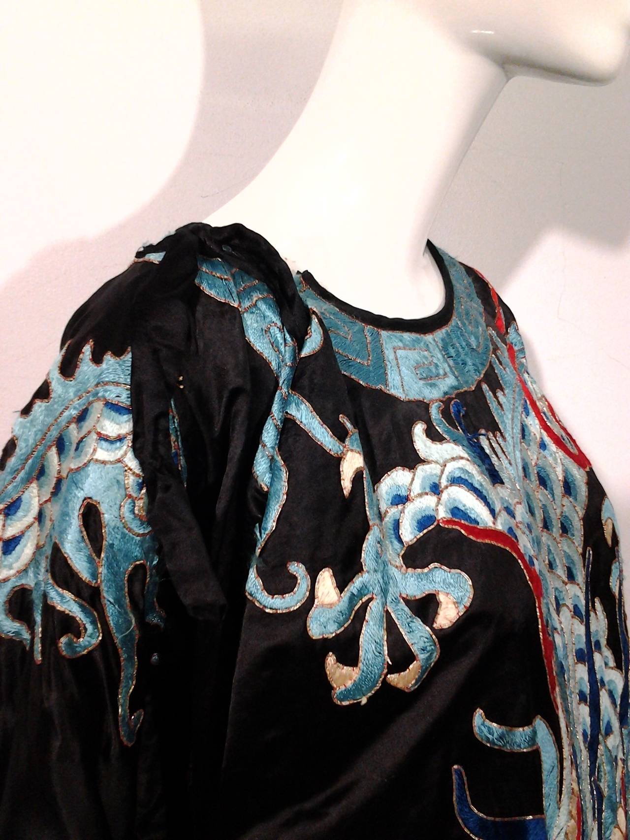 Women's or Men's Heavily Embroidered Chinese Opera Coat or Robe w/ Dragon Motif