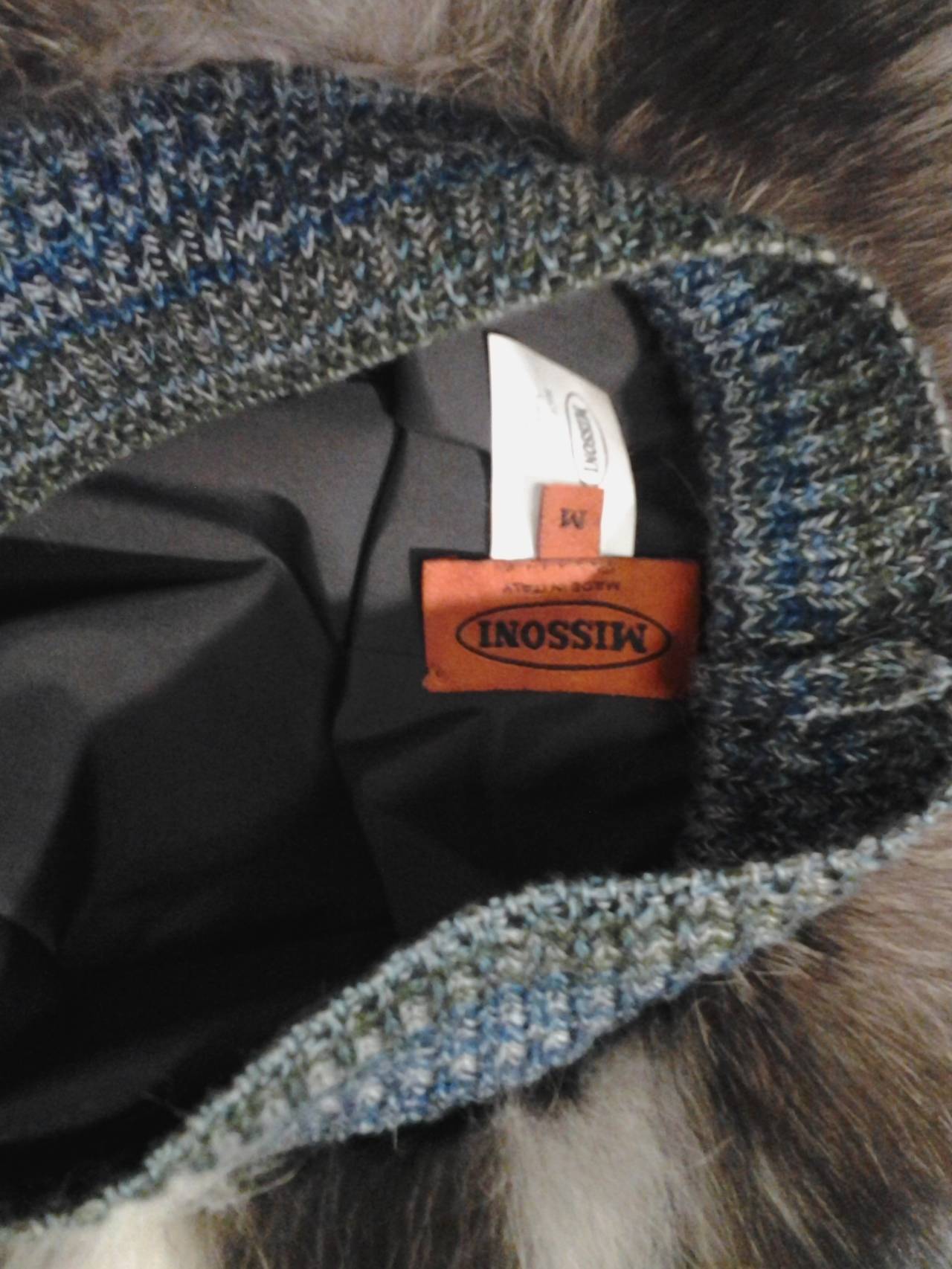 1980s Missoni Silver Fox Knit Hat 1