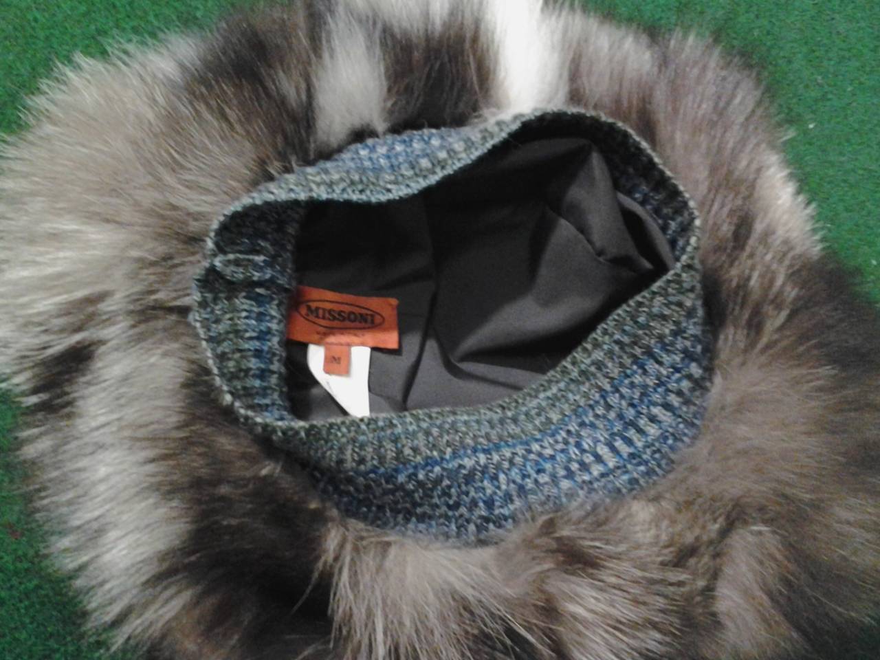 1980s Missoni Silver Fox Knit Hat 2
