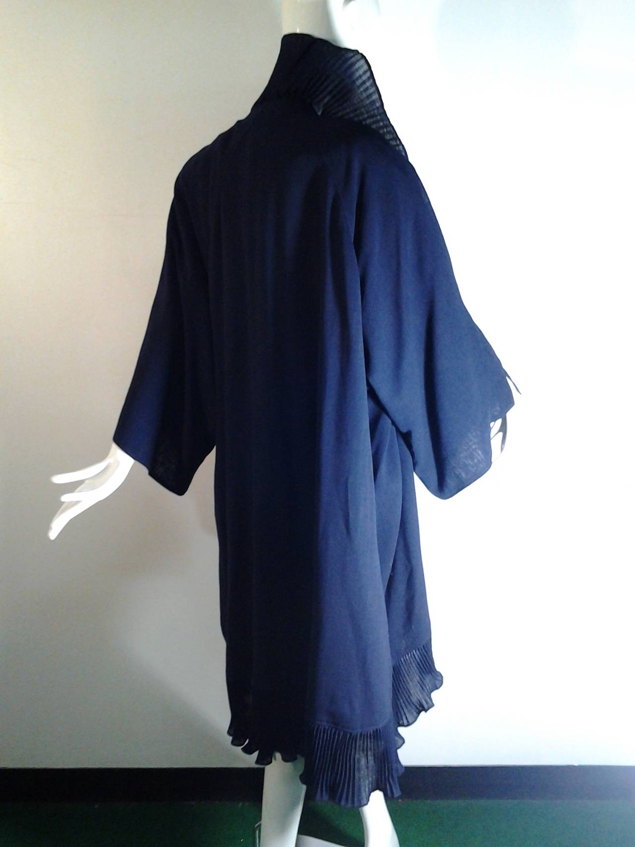 1990s Jeanne Muir Navy Crepe Dress and Cocoon Coat Ensemble 1