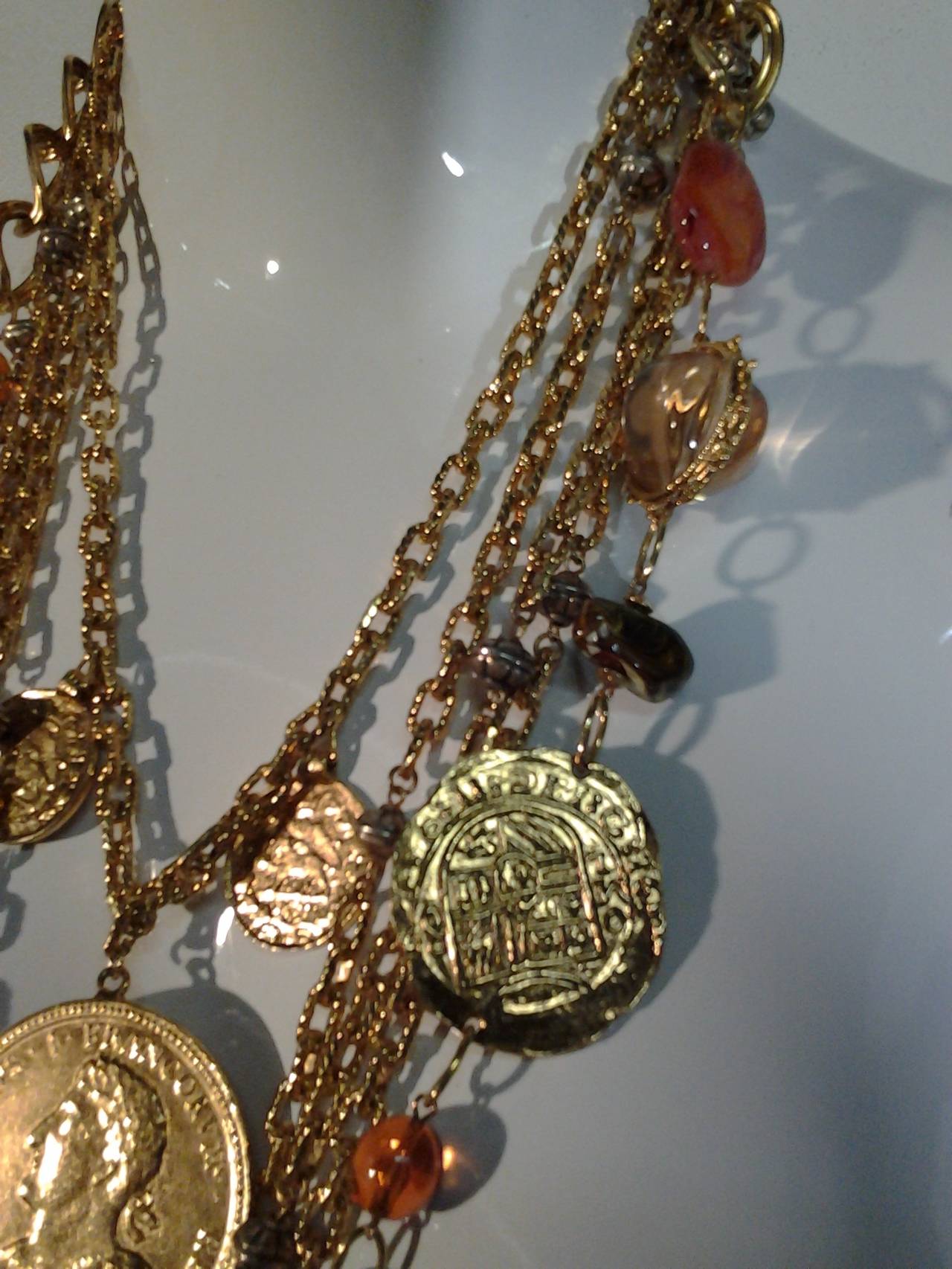 1960s Les Bernard Massive Coin, Cross and Chain Necklace In Excellent Condition In Gresham, OR