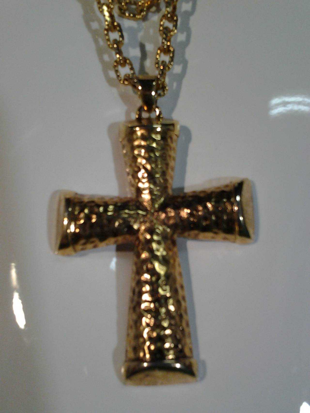 Women's or Men's 1960s Les Bernard Massive Coin, Cross and Chain Necklace