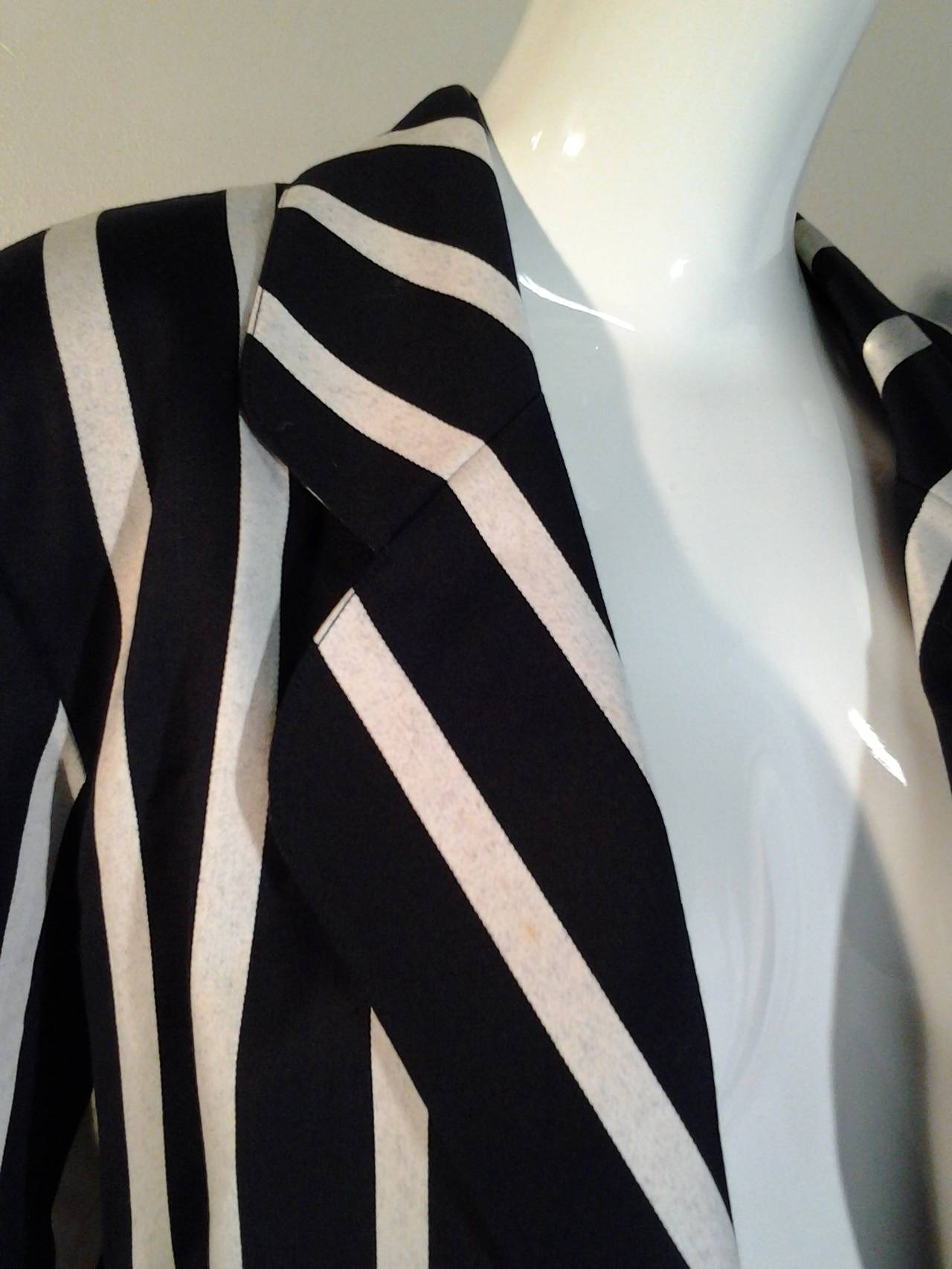 1980s Karl Lagerfeld Awning Stripe Jacket in Wool and Cotton 3