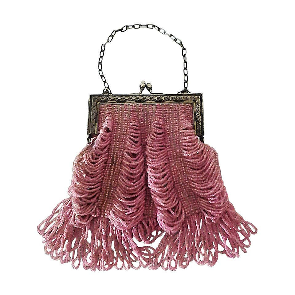 1920s Rose Glass Beaded Metal Frame Handbag For Sale at 1stDibs | 1920s ...