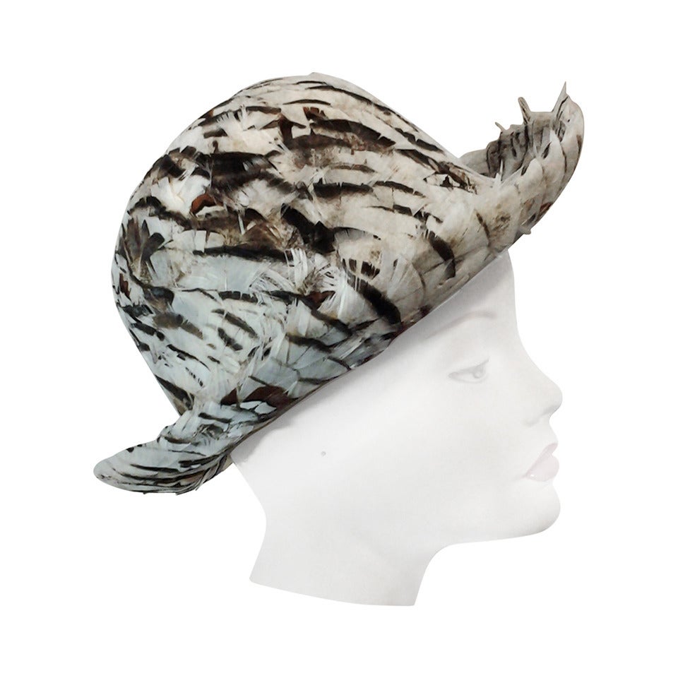 1960s Franck Olive Pheasant Feather Bowler Hat