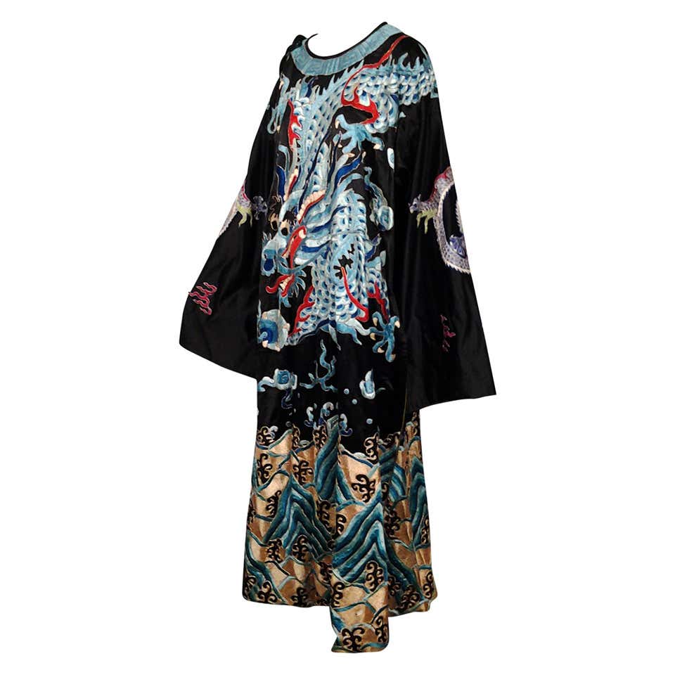 Heavily Embroidered Chinese Opera Coat or Robe w/ Dragon Motif at ...