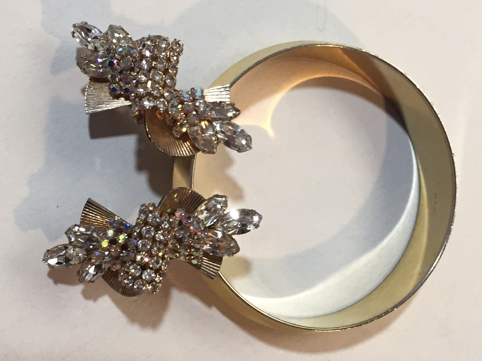 1960s Hobe Aurora Borealis Rhinestone Twist Earrings and Koret Bangle Lot