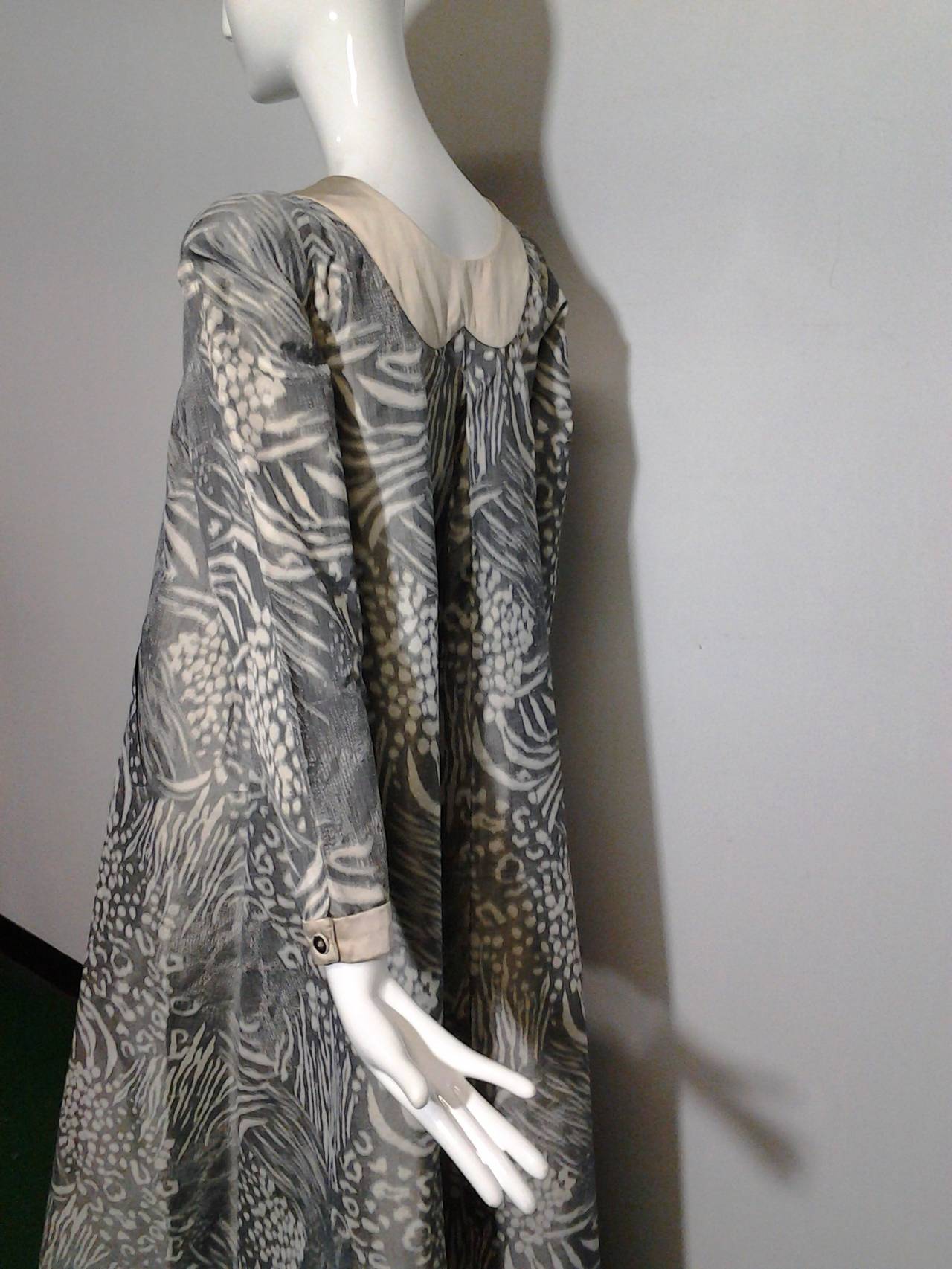 1980s Geoffrey Beene Silk Chiné Warp-Printed Taffeta Tent Dress 2