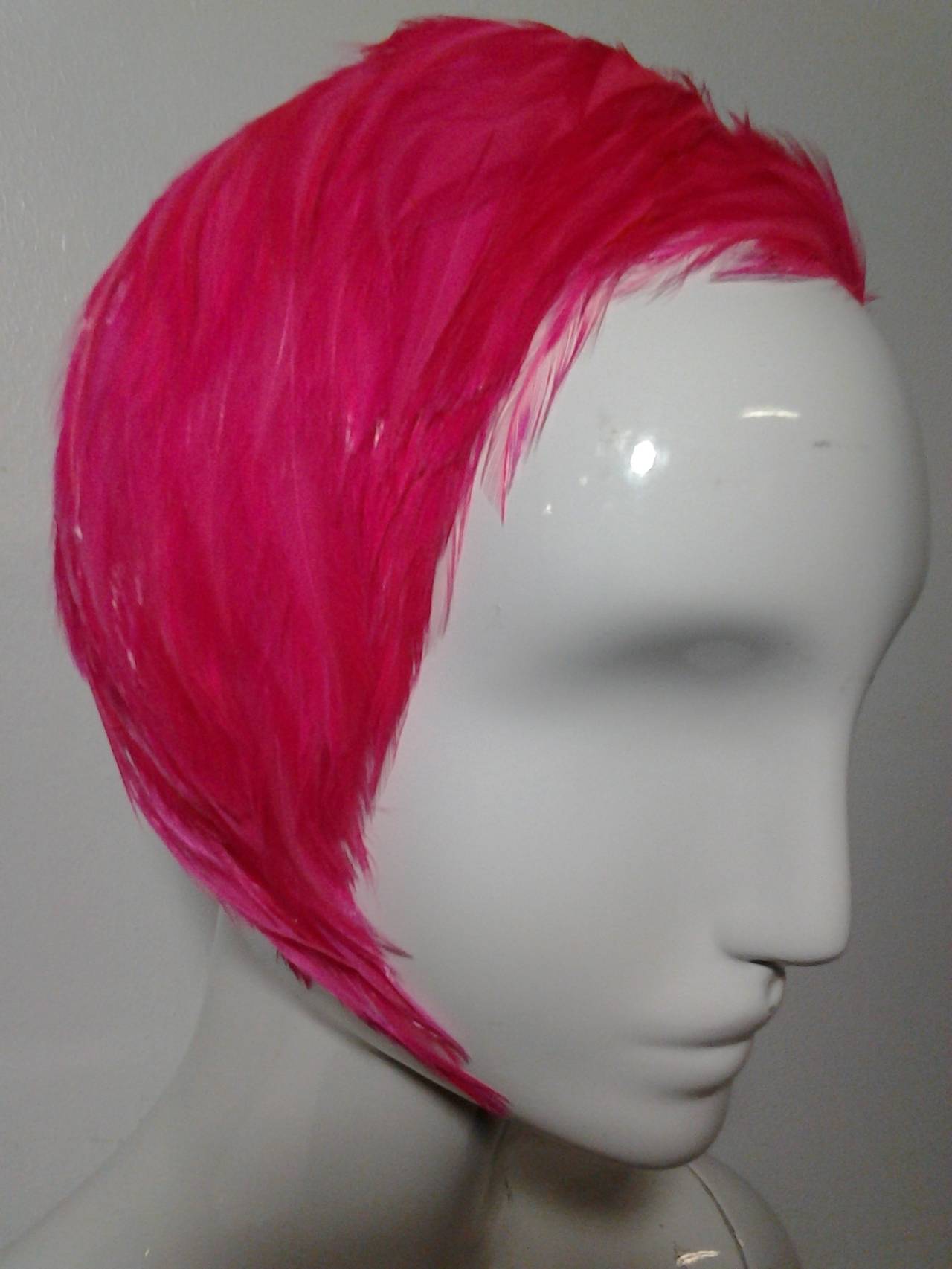 1950s Hot Pink Swan Lake Feather Headband Hat at 1stdibs