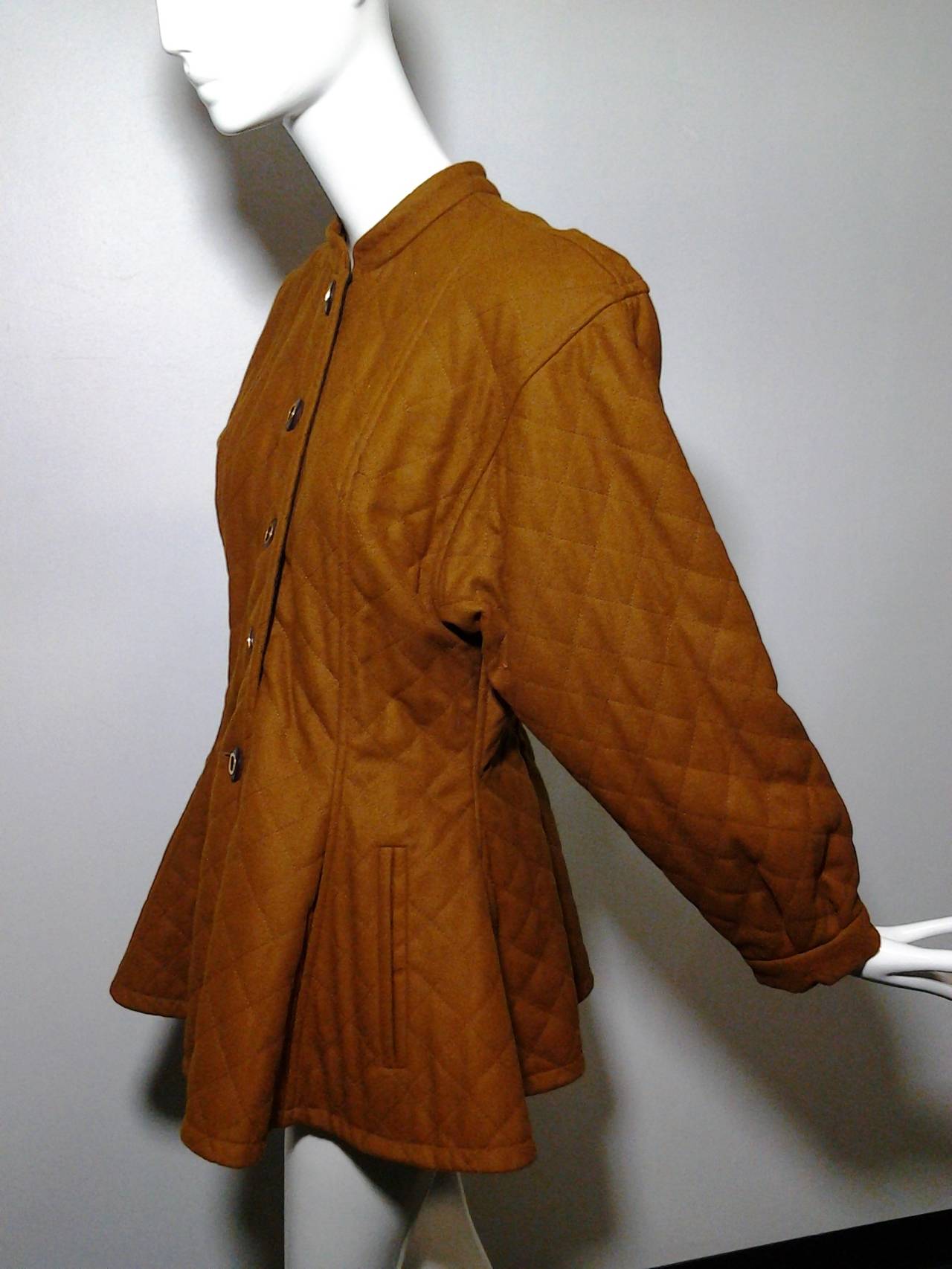 1980s Yves Saint Laurent Quilted Wool Moroccan Style Coat In Excellent Condition In Gresham, OR