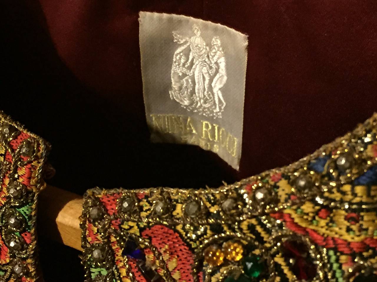 1960s Nina Ricci Haute Couture Silk Paisley Brocade Opera Coat 2