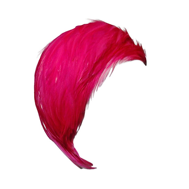 1950s Hot Pink "Swan Lake" Feather Headband Hat