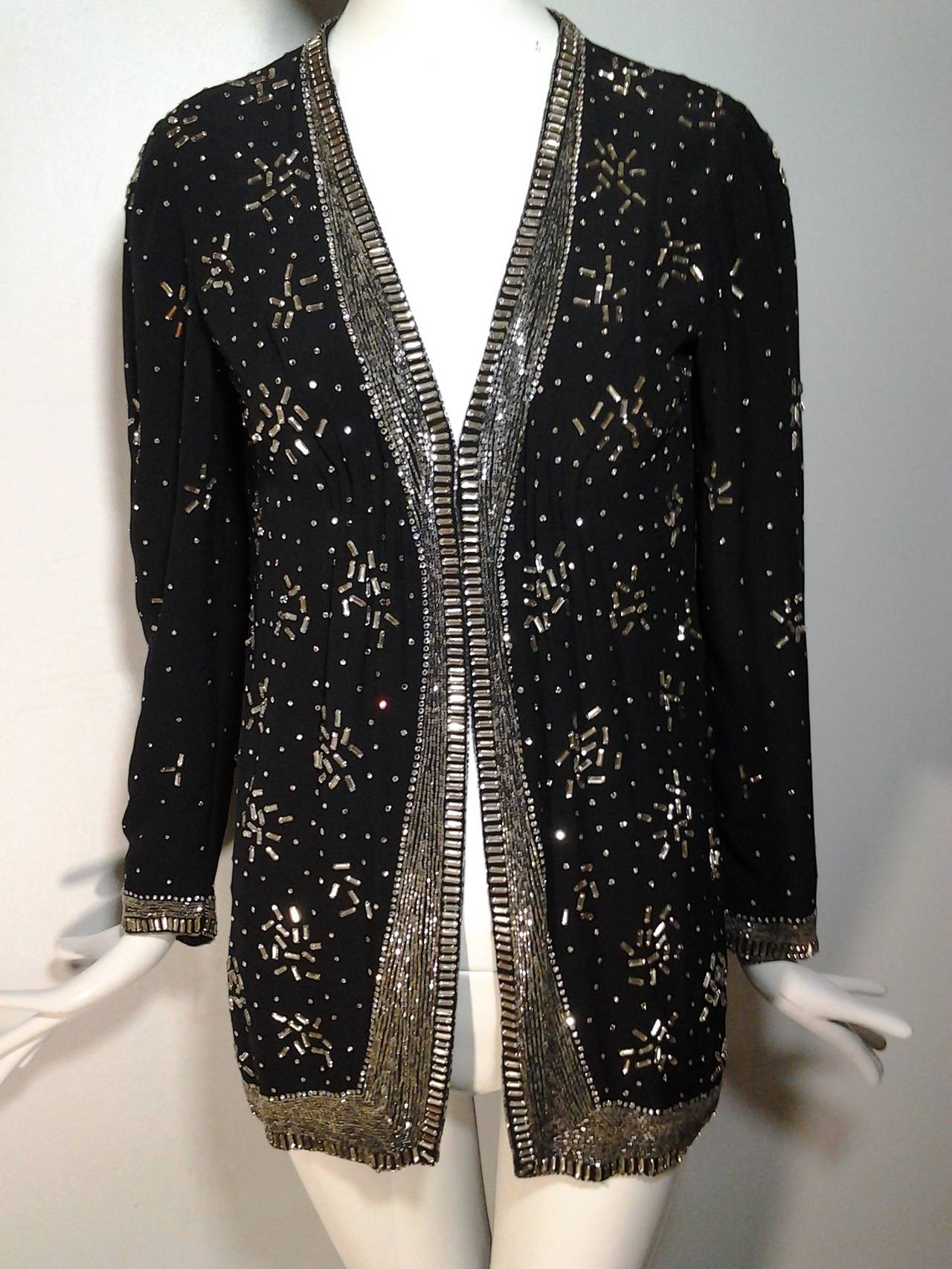 1960s Pauline Trigere Rhinestone Studded Evening Jacket In Excellent Condition In Gresham, OR