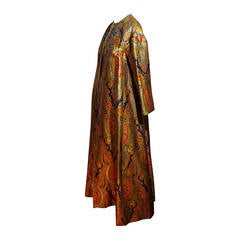 1960s Nina Ricci Haute Couture Silk Paisley Brocade Opera Coat