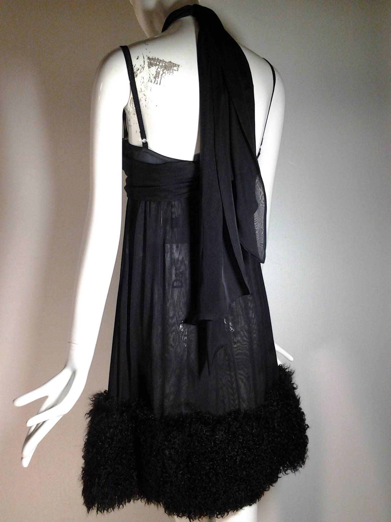 D&G Silk Chiffon BabyDoll w/ Mongolian Lamb Hem and Attached Brassiere In New Condition In Gresham, OR