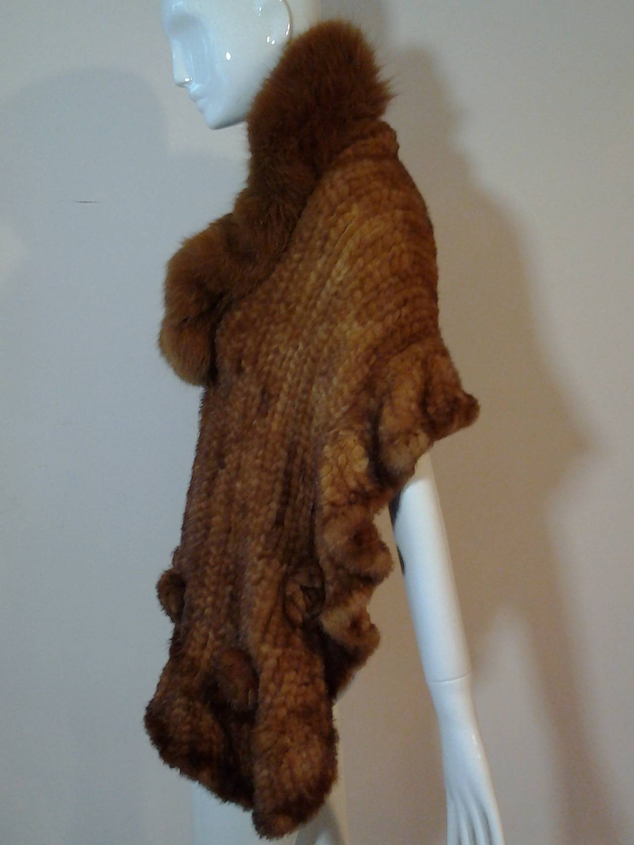 Woven Mink Wrap w/ Fox Collar
