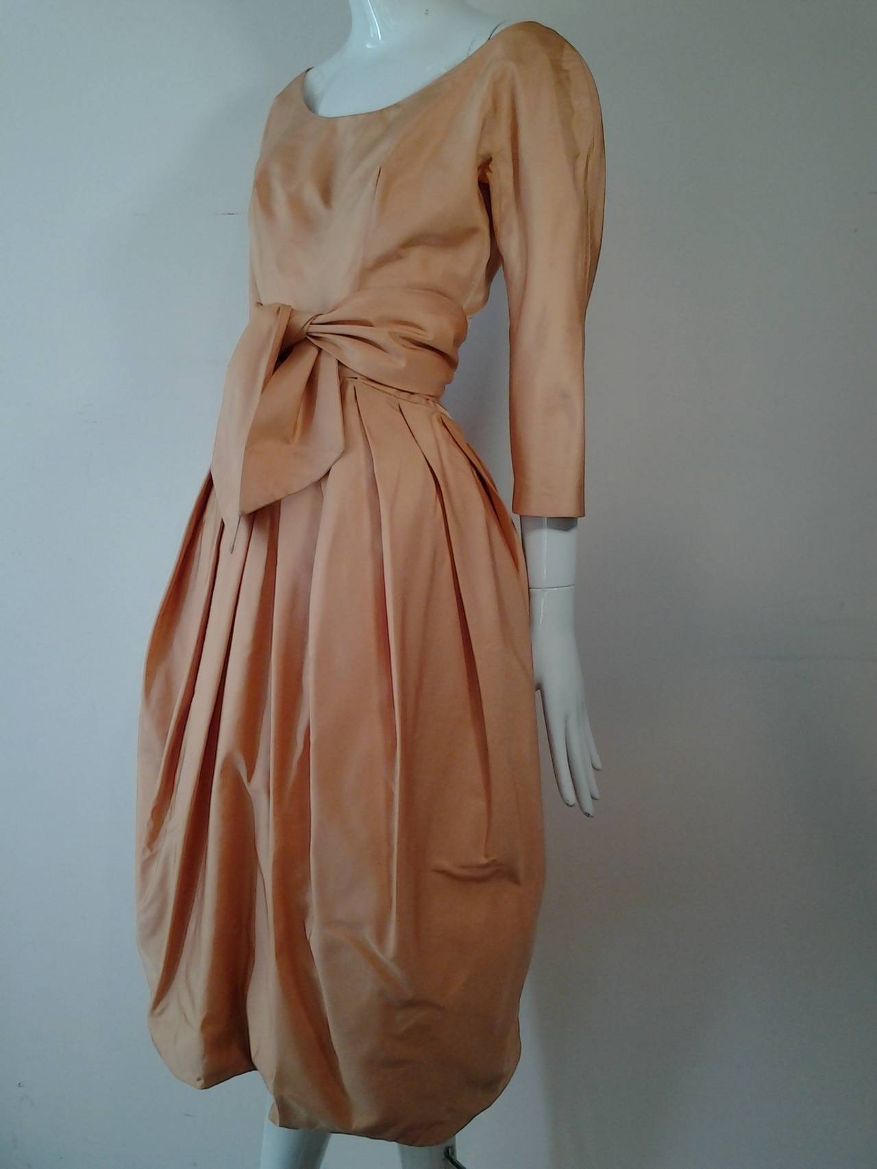 apricot silk dress