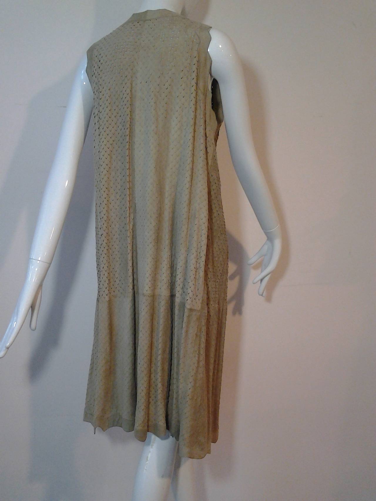 1980s Fendi Punched Kid Suede Midi Vest with Front Ties