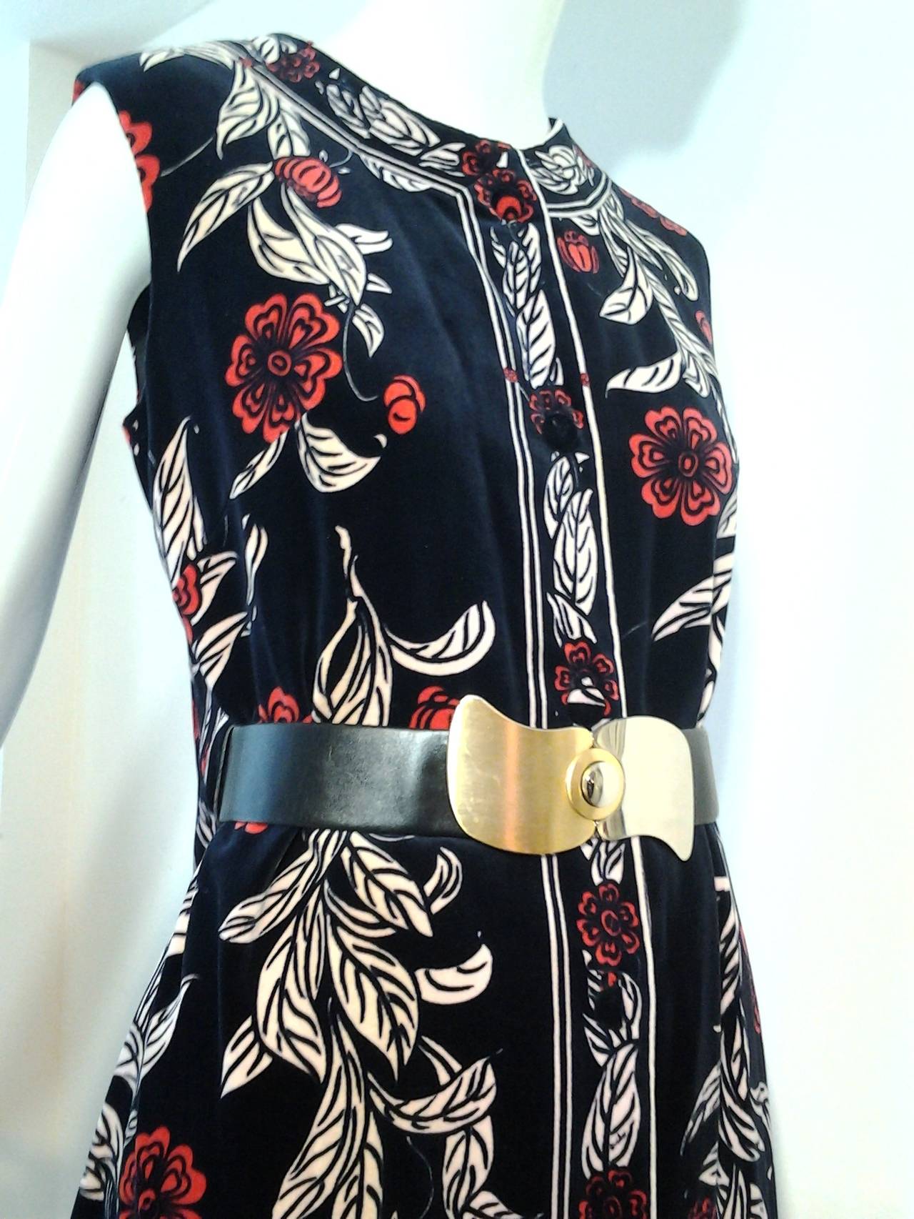 1970s Emilio Pucci Print Velveteen Slim Pant and Belted Vest Ensemble 1