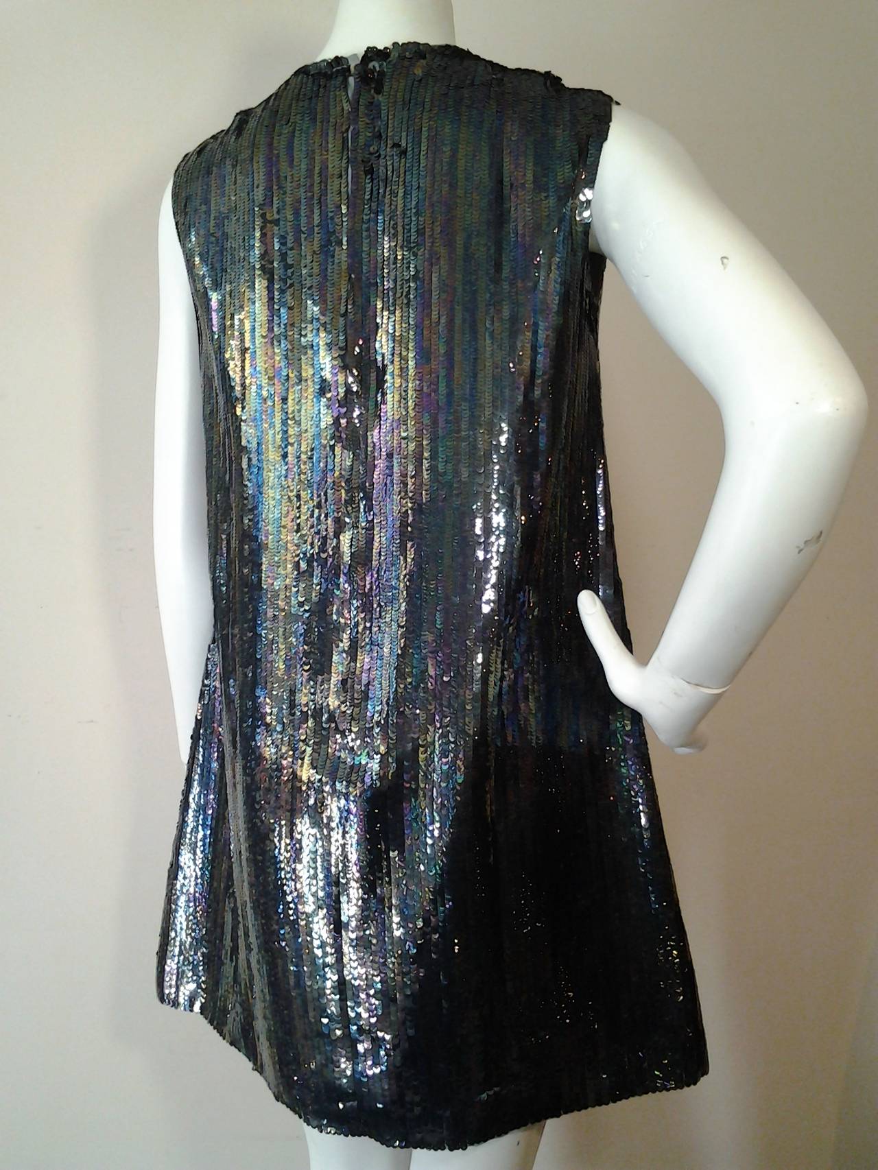 1960s Chester Weinberg Mod Sequined Racing Stripe Mini w/ Heart Emblem ...