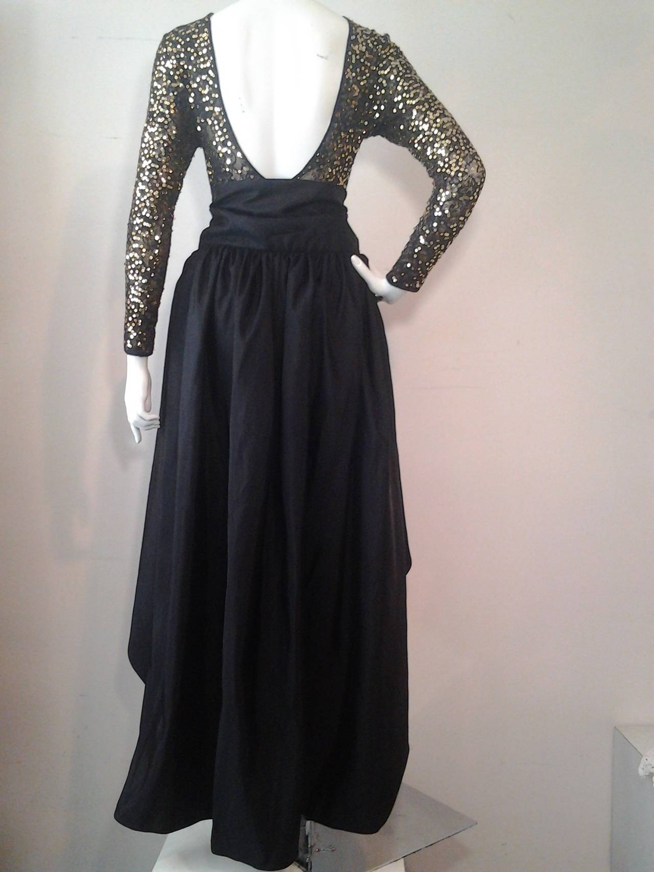 1980s Lillie Rubin Sequined Lace BodySuit w/ Taffeta Wrap Skirt In Excellent Condition In Gresham, OR