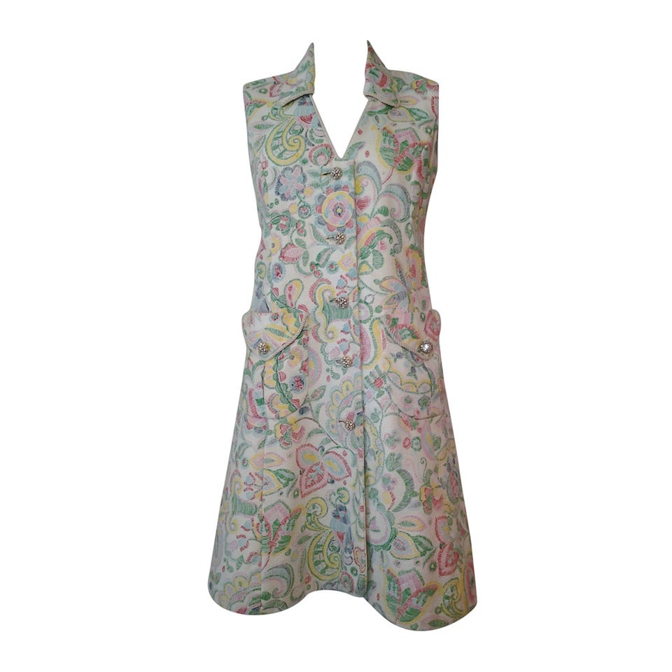 1960s Gina Charles Pink Print Dress