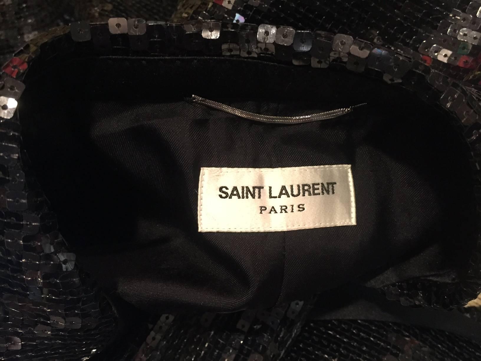 Saint Laurent Black Sequin Tuxedo Jacket with Satin Lapels 1