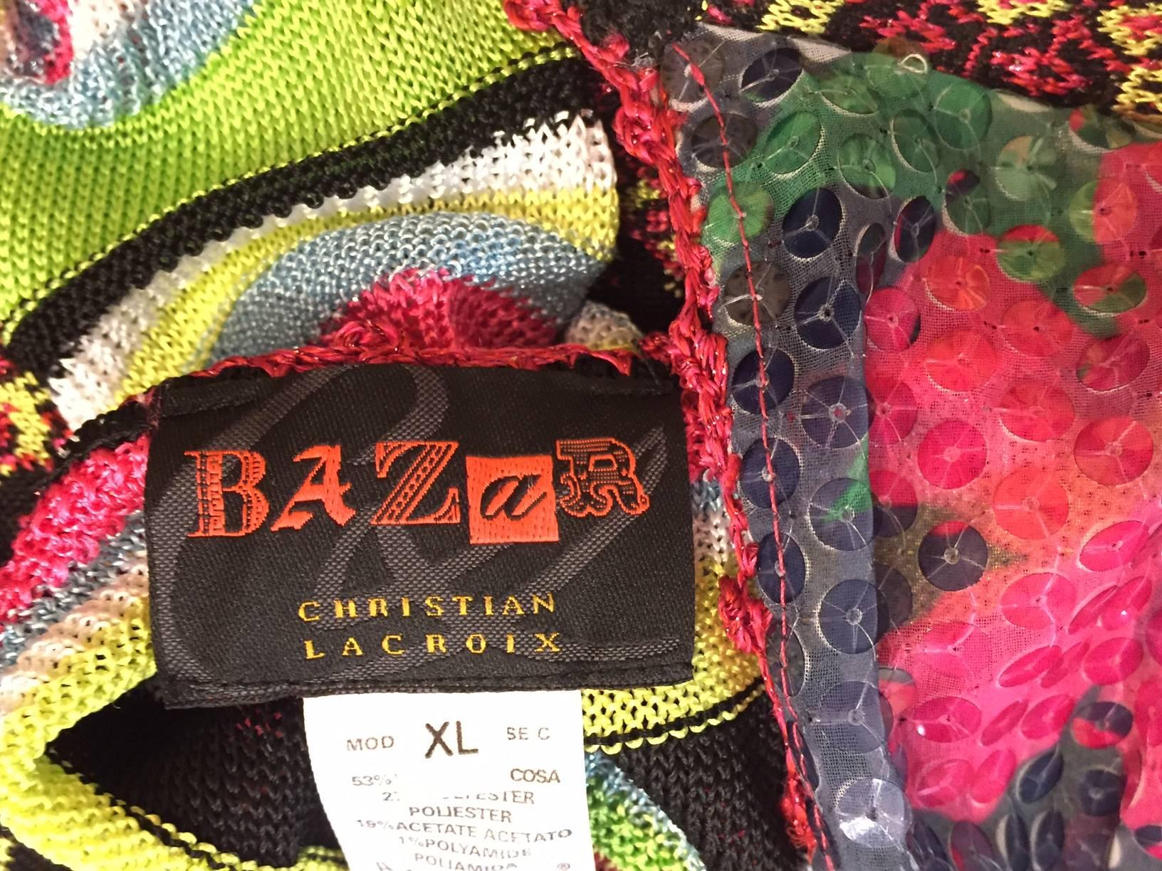 Lacroix Bazaar Trademark Mixed Pattern Knit Cocktail Dress w/ Sequin Bust 2