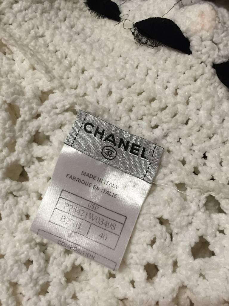 2005 Spring Chanel Cotton Crochet Jacket with Raw Chiffon Trim 3