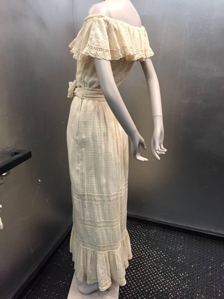 Oscar De La Renta Three-Piece Cotton Lace and Silk Ruffled Sundress, 1960s  In Excellent Condition In Gresham, OR