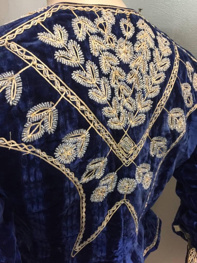 1930s Bolivian Saphire Blue Velvet Jacket w Elaborate Folk Embroidery 1
