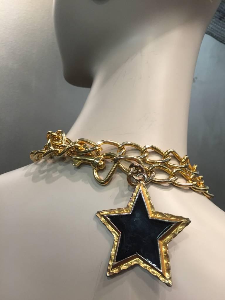 Escada 1980s Dramatic Black Enameled Star and Chain Necklace or Belt 2