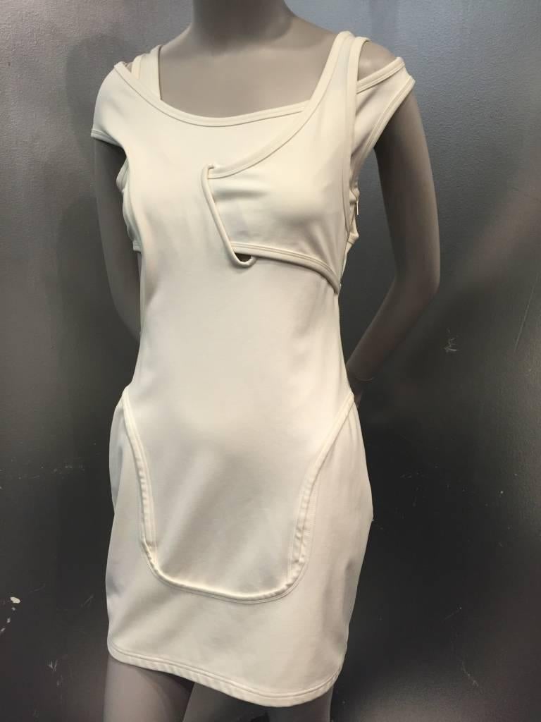 Alexander Wang Body-Conscious White Knit Banded Dress 1