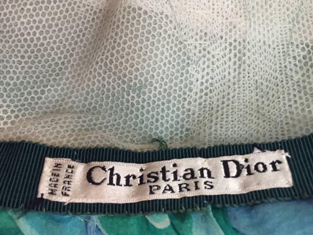 1950s Christian Dior Floral Silk Chiffon Turban Hat 1