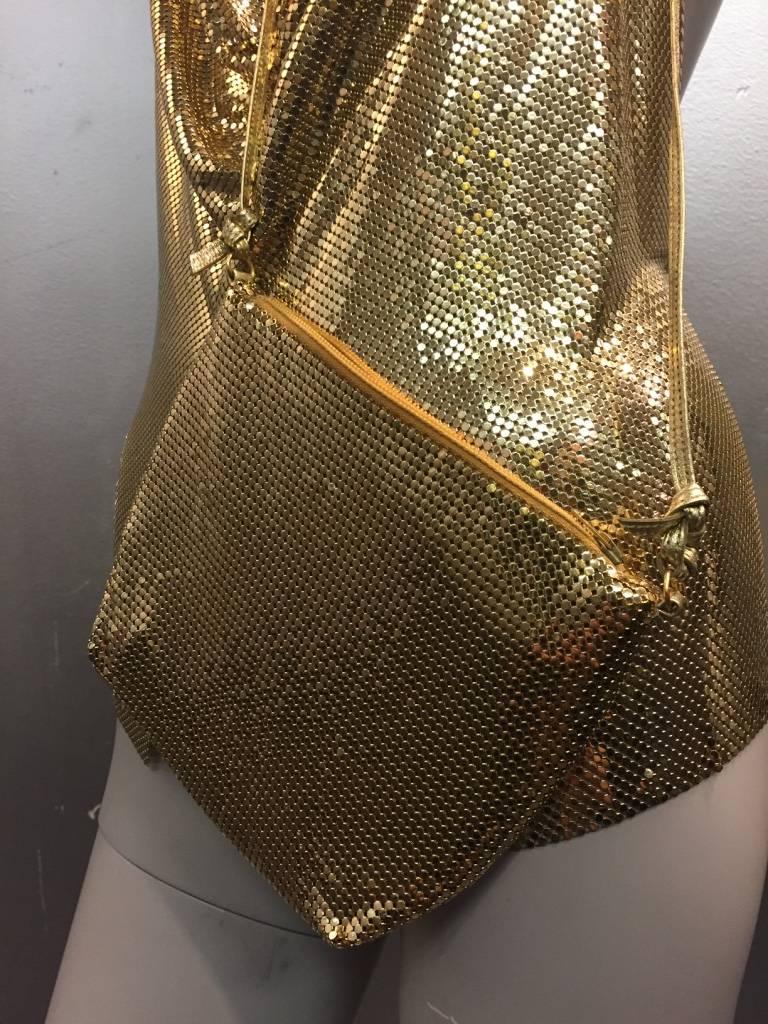 1980s Whiting and Davis Gold Chain Mail Set:  Halter Top, Necklace and Purse 1