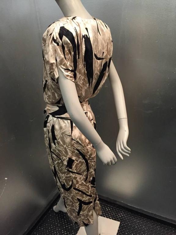 1980s Saint Romei Abstract Calligraphy-Inspired Silk Dress and Duster ...