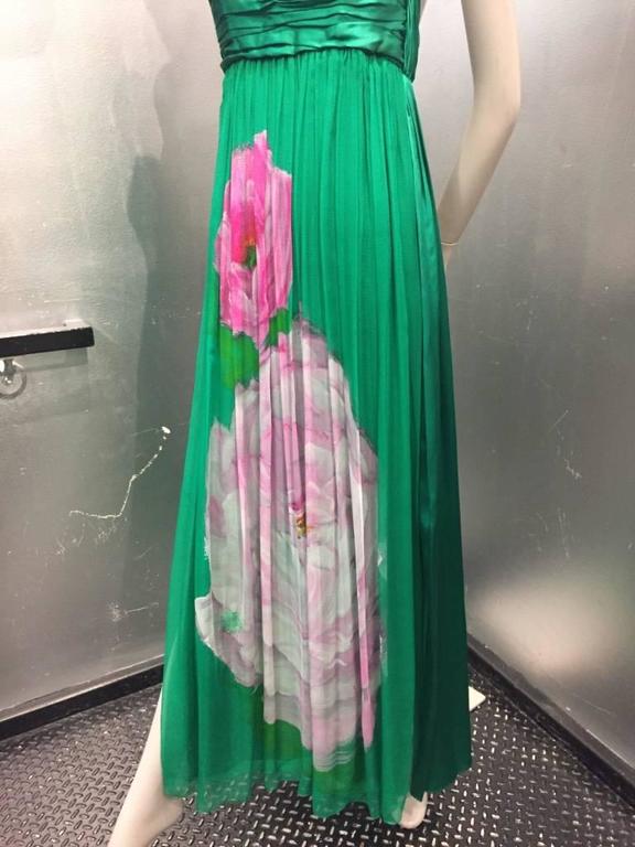 pink and green formal gown