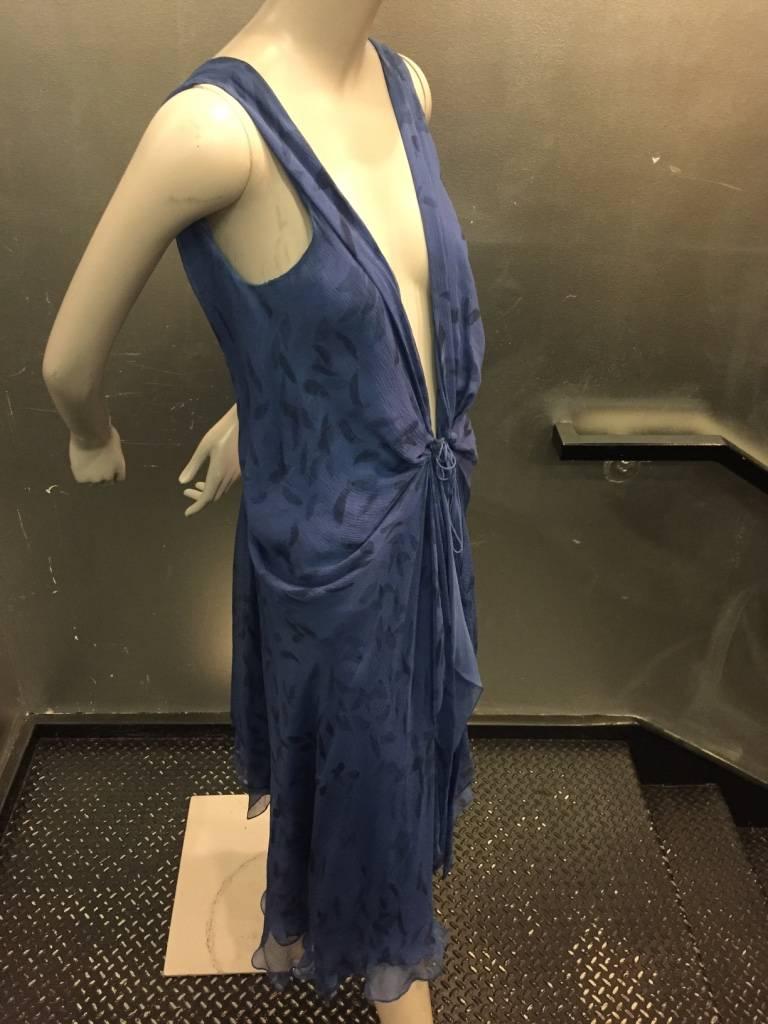 Women's Donna Karan Cobalt and Royal Blue Silk Chiffon Slip Dress