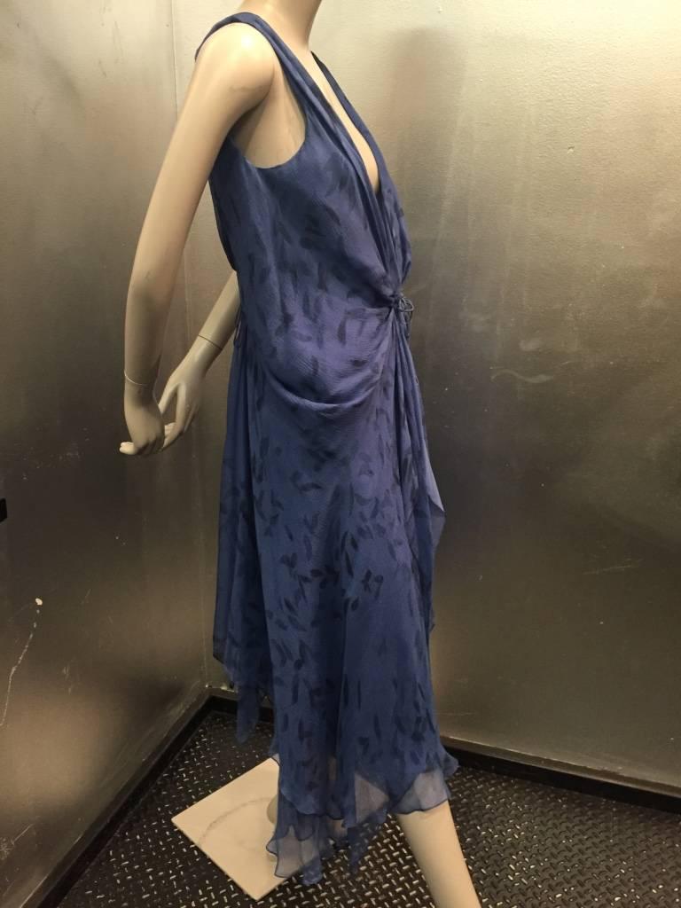 Donna Karan Cobalt and Royal Blue Silk Chiffon Slip Dress 1