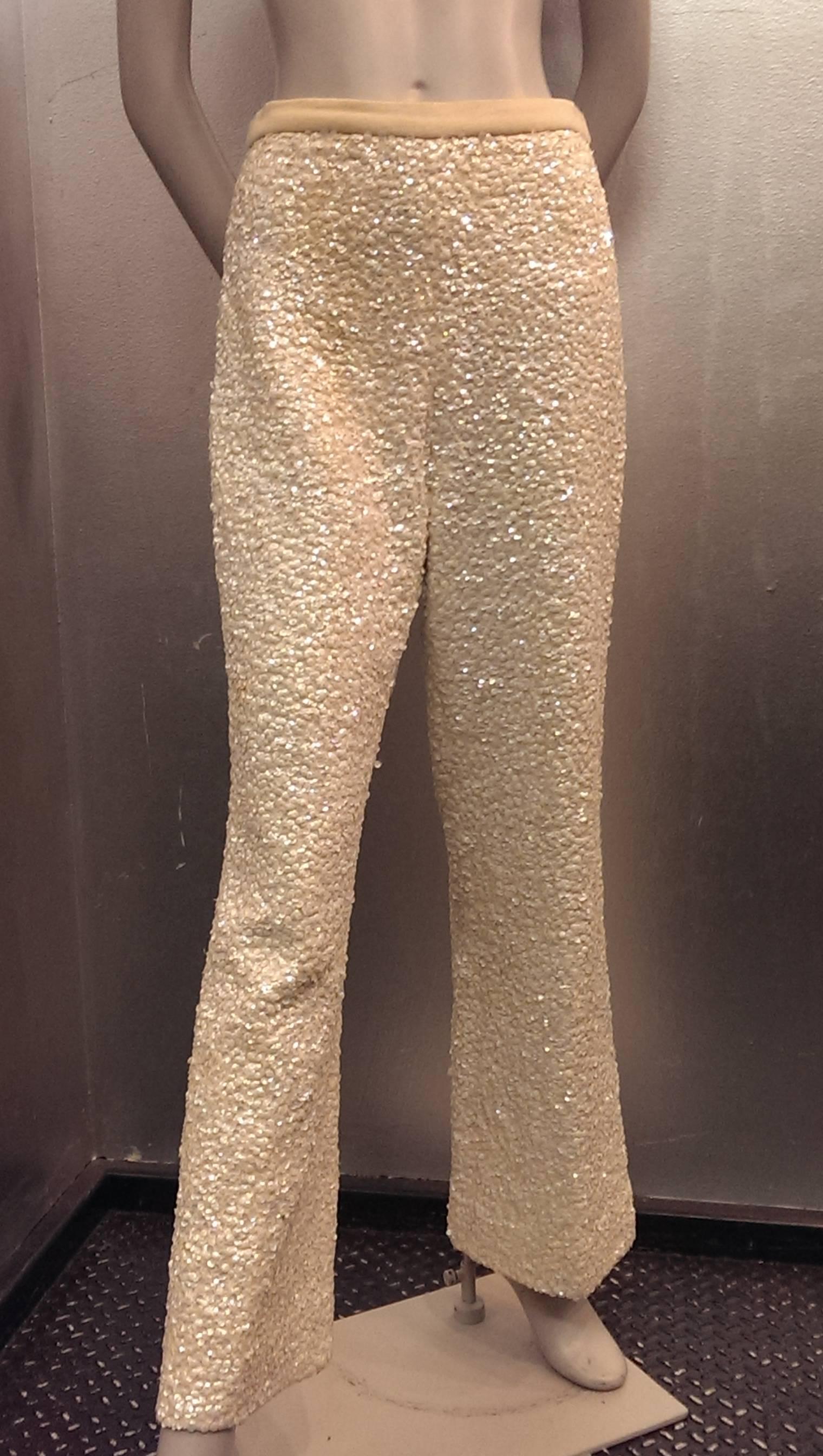 1960s Solid Sequin and Paillette Stovepipe Cocktail Pants and Top 3