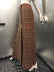 1970s Gucci Red and Green Holiday Plaid Side-Button Maxi Skirt