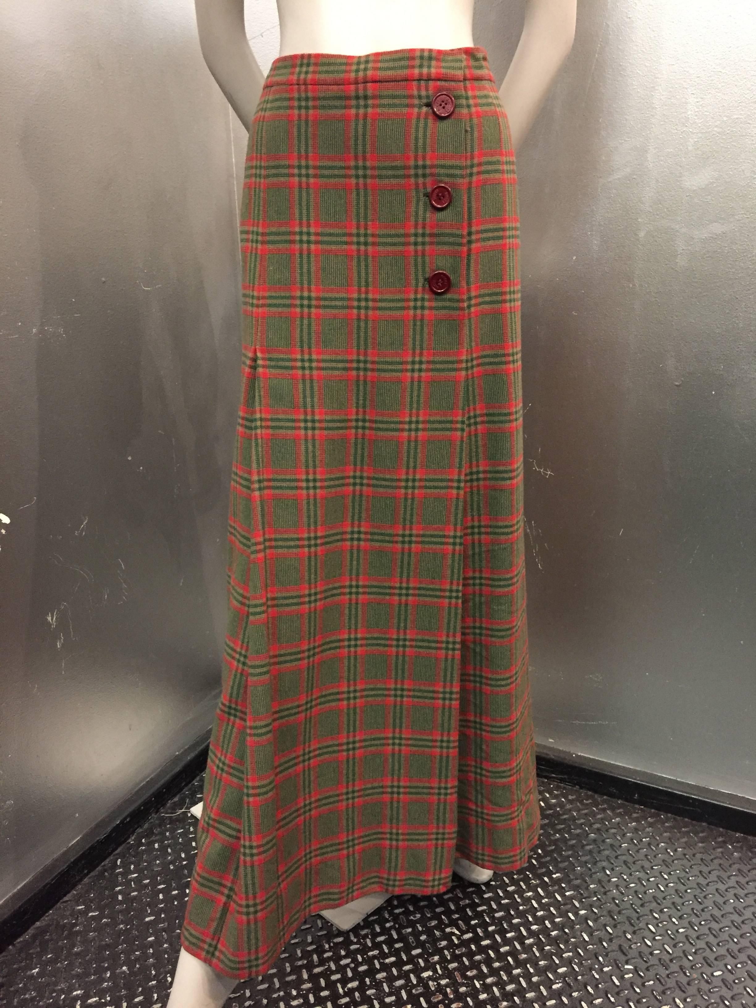 holiday plaid maxi skirt