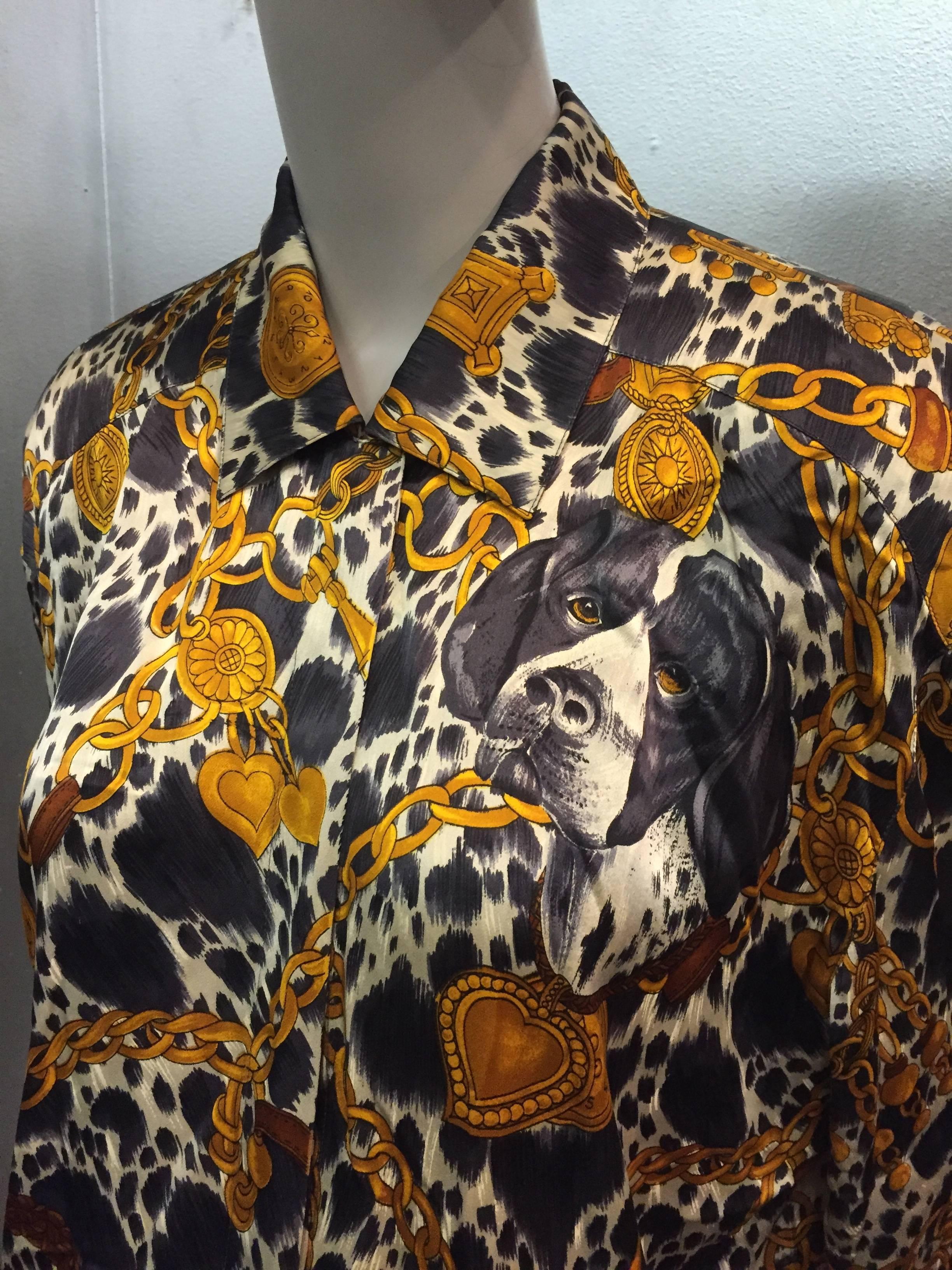 dog print blouse