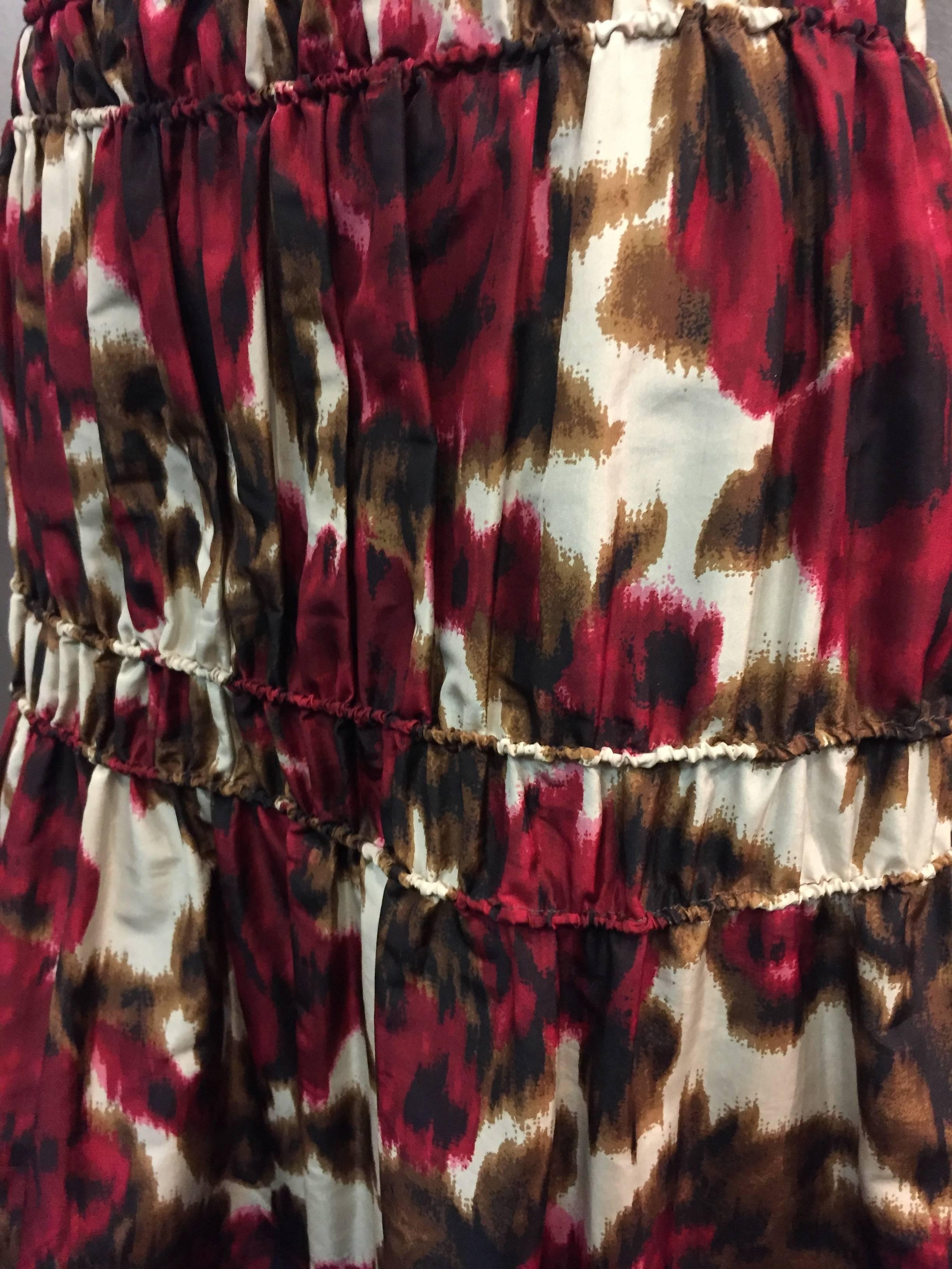 Derek Lam Floral Print Silk Moiré Gathered Skirt 1