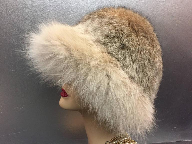 1970s Lynx Fur Hat in "Pith Helmet" Shape w Tufted Brim at 1stDibs