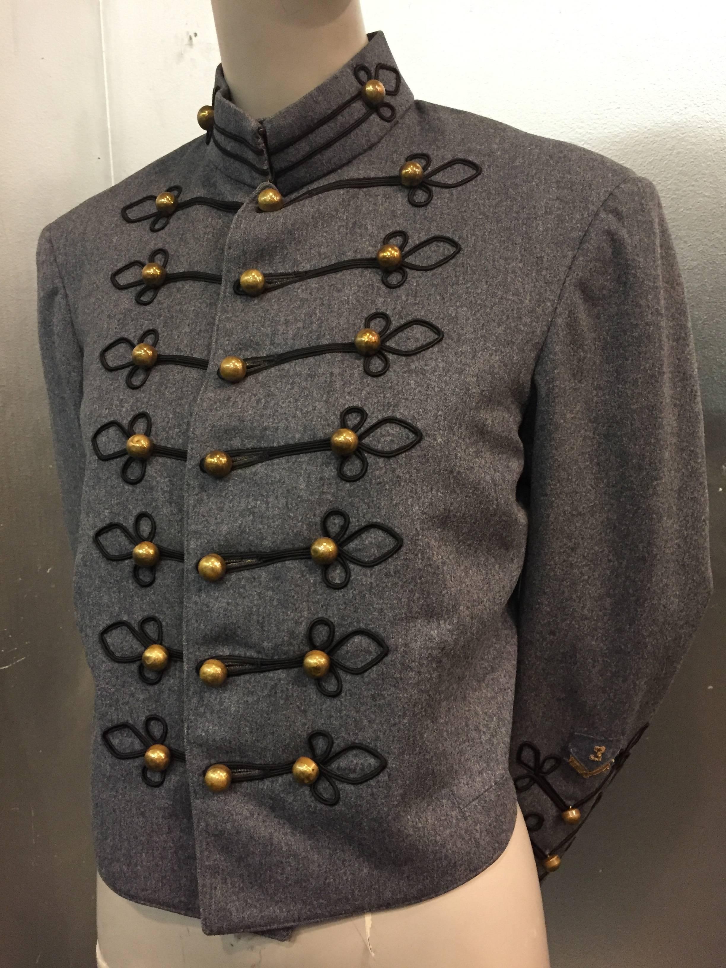 1950's Slate and Black Wool Military Band Jacket  In Excellent Condition For Sale In Gresham, OR