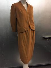 1960s Maison Mendessolle Tobacco Vicuna 3-Piece Skirt Suit and Coat
