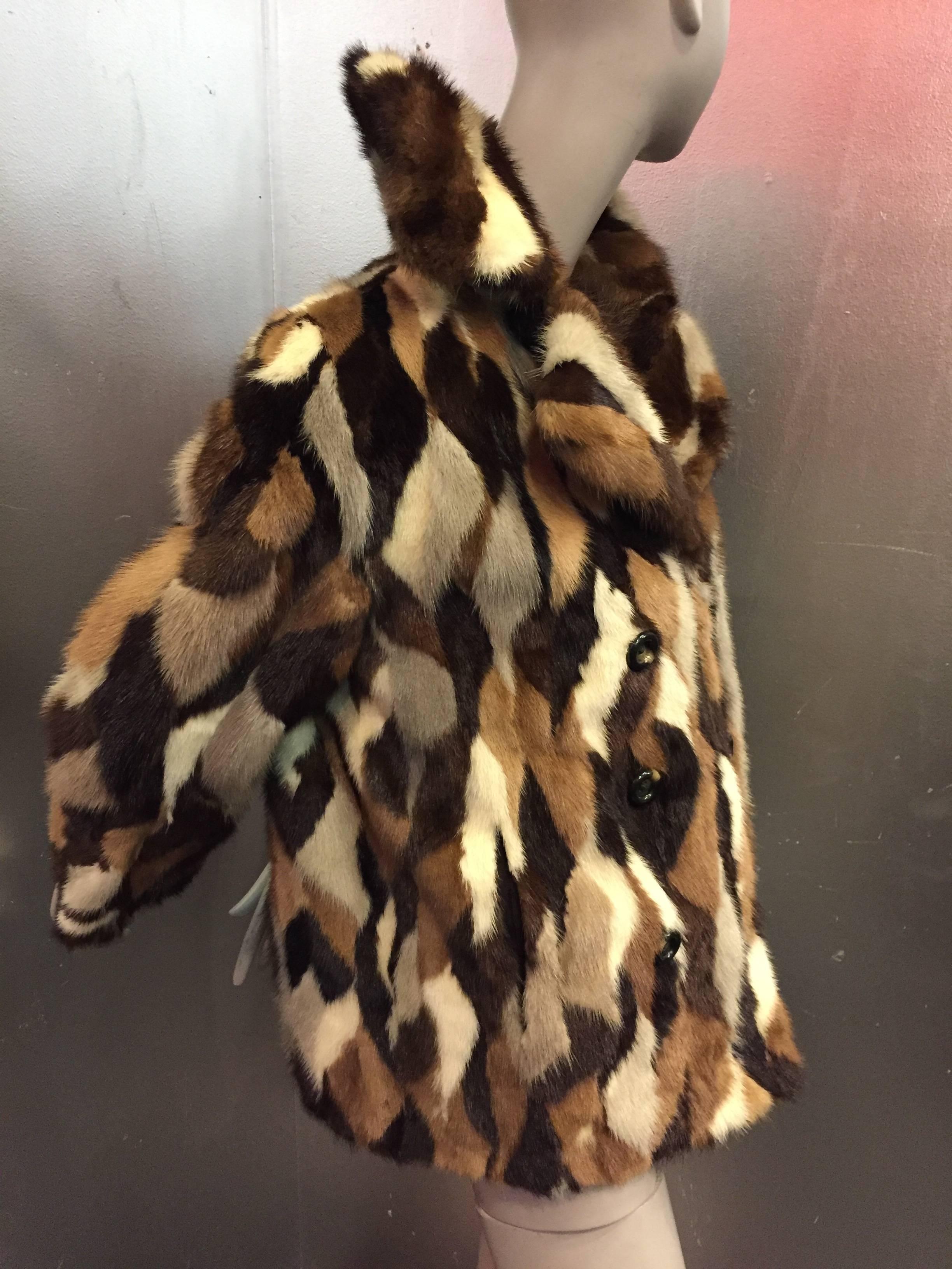 Philip Reiner Zweireihiger „Calico“-Mantel aus Nerz mit Nerzspitze, 1960er Jahre im Zustand „Hervorragend“ im Angebot in Gresham, OR