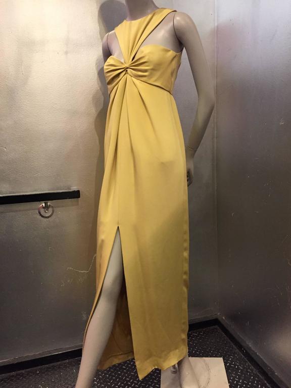gold silk evening gown