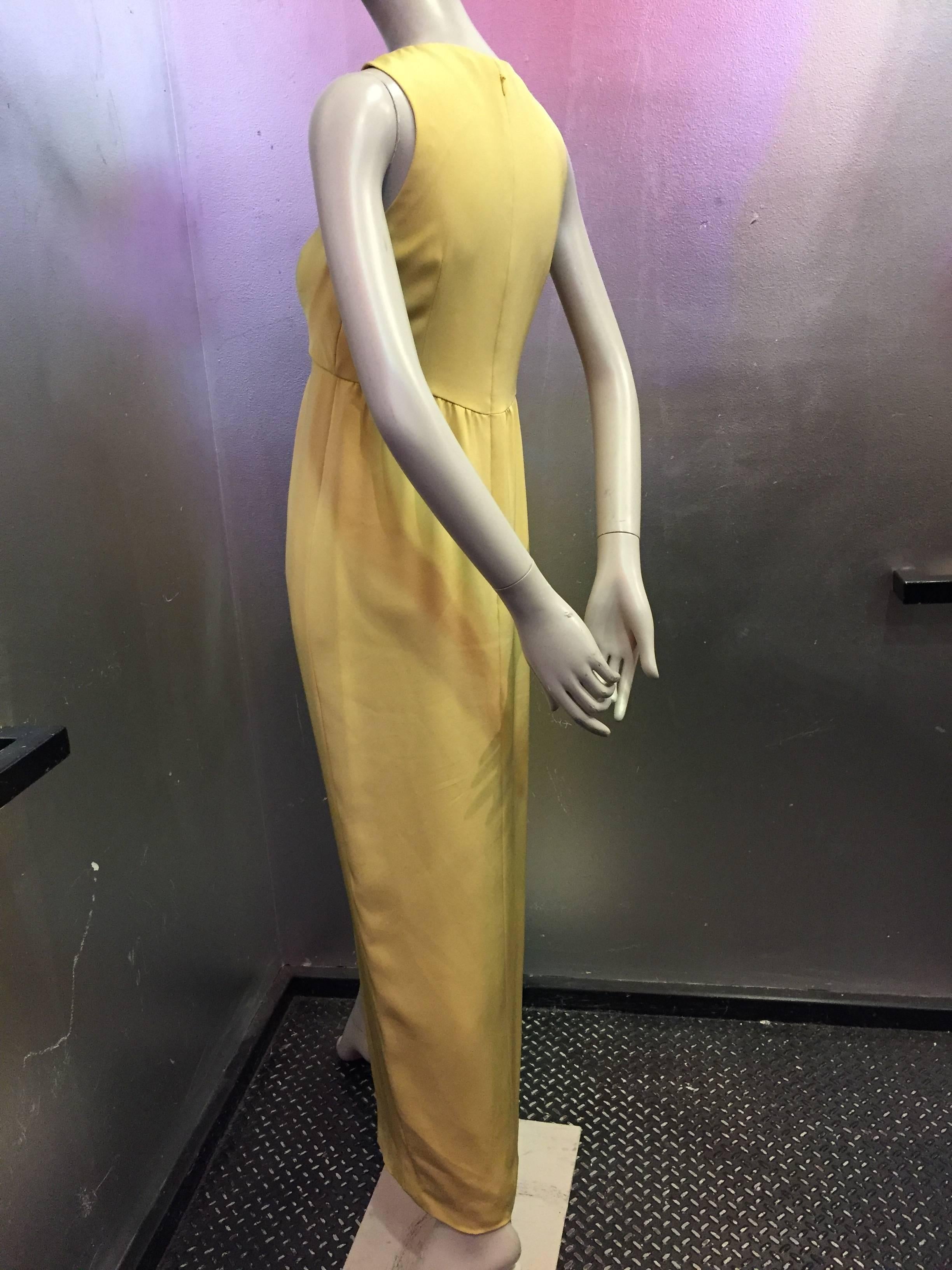 Women's 1970s Bill Blass Racer Cut Matte Gold Silk Evening Gown